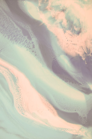 Liquid flow texture paint. modern art background. abstract epoxy resin painting. Green waves with...