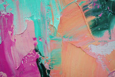 Conceptual abstract painting of a couple wolves. Painting in multicolored tones. Closeup of a painting by oil and palette knife on canvas.の写真素材