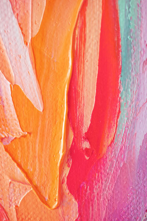 Contemporary art. Abstract art background. Multicolored bright texture. Fragment of artwork. Inspired by the sky, as well as steam and smoke.の写真素材