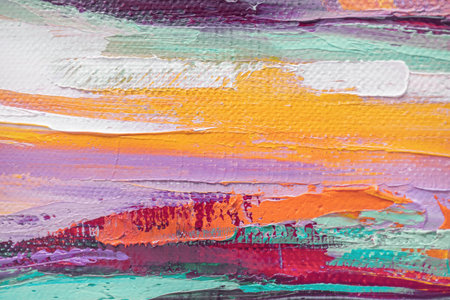 Contemporary art. Abstract art background. Multicolored bright texture. Fragment of artwork. Inspired by the sky, as well as steam and smoke.の写真素材