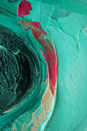 Conceptual abstract painting of a couple wolves. Painting in multicolored tones. Closeup of a...