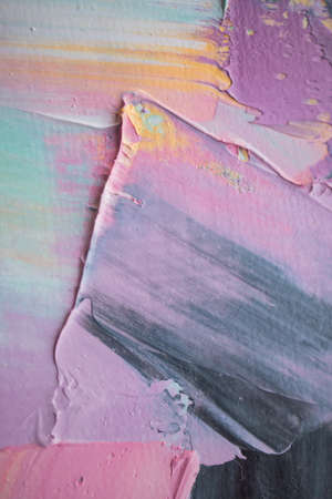 Conceptual abstract closeup of a painting by oil and palette knife on canvas. Oil painting in multicolored tones. The picture is painted in oil.の写真素材