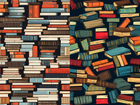 Pattern of books textbooks for a background. School street and lesson of students.の素材