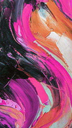 Closeup of a painting by oil and palette knife. Highly-textured, high quality details. Fragment of...