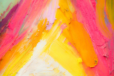 Conceptual abstract picture of a beautiful girl. Conceptual abstract closeup of an oil pastels.の写真素材