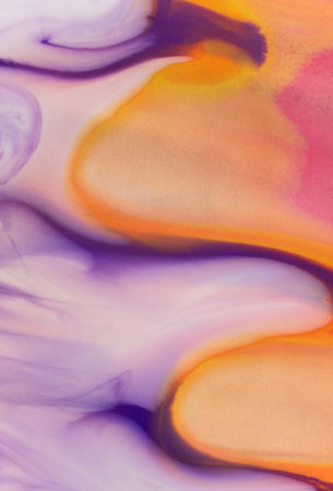 Abstract Fluid Acrylic Painting. Liquid background. Duotone compositions with gradient flow shape.