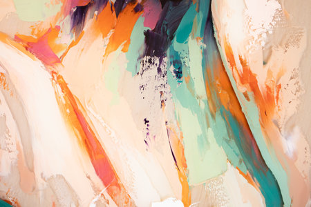 Fragment of multicolored texture painting. Abstract art background. oil on canvas.の写真素材