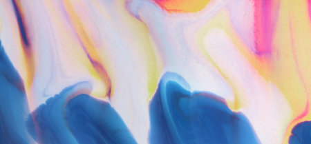 Vibrant acrylic paint flowing downwards on a surface, creating a colorful and dynamic abstract...