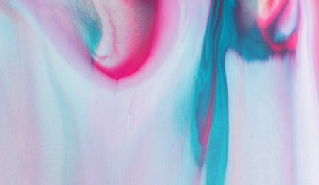 Swirls of vibrant blue, pink, and white merge fluidly, resembling an abstract.の写真素材