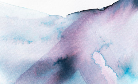 Beautiful watercolor abstract in soft purple and blue hues with flowing patternsの写真素材