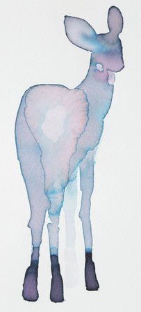 Elegant deer silhouette painted in soft hues of ink showcasing artistic style and creativityの写真素材