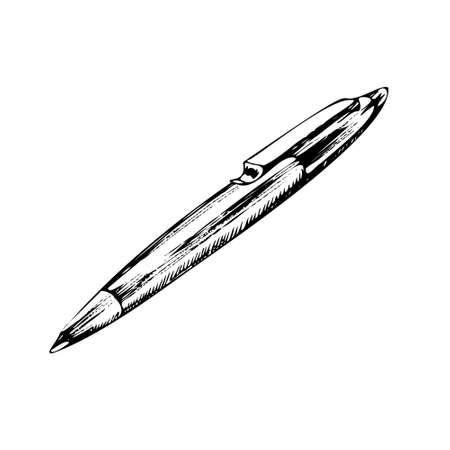 Vector hand-drawn school and office supplies Illustration. Detailed retro style pen sketch. Vintage sketch element. Back to School. School essential illustration.のイラスト素材