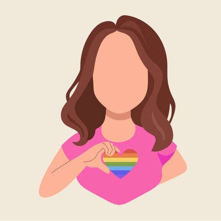 LGBT pride month. Multicultural women showing support for lgbt community. Pride month celebration against violence, discrimination.のイラスト素材