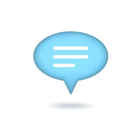 vector illustration. 3d chat icon, comment, speech bubble with three lines. Oval button isolated on white background.のイラスト素材