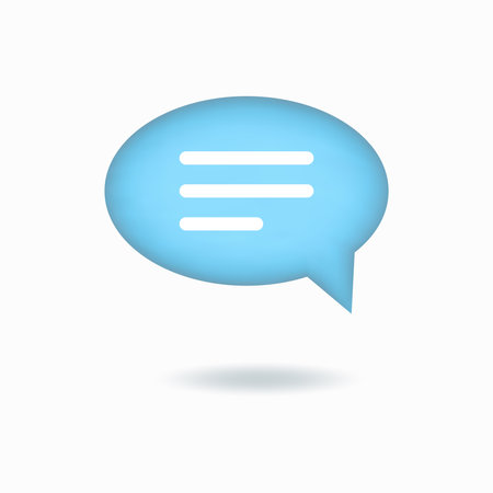 vector illustration. 3d chat icon, comment, speech bubble with three lines. Oval button isolated on white background.のイラスト素材