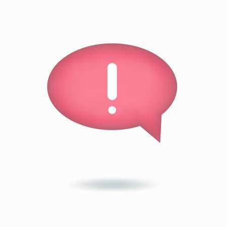 vector illustration. 3d exclamation mark icon, social media notification, speech bubble. 3d protest sign. Oval red Button isolated on white background.のイラスト素材