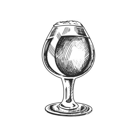 Hand-drawn sketch of beer glass isolated on white background. Vector vintage engraved illustration.のイラスト素材