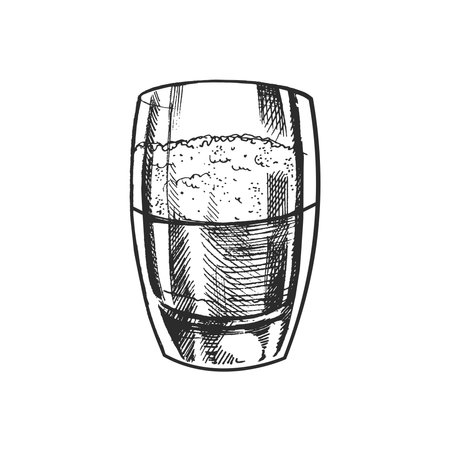 Glass of beer hand-drawn sketch isolated on white background. Vector vintage engraved illustration.のイラスト素材