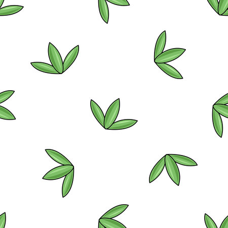 Cute three leaves seamless pattern. vector illustration. flat cartoon style.のイラスト素材