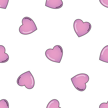 Cute pink heart seamless pattern. vector illustration. flat cartoon style.のイラスト素材