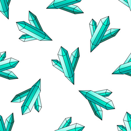 Cute crystals, minerals seamless pattern. vector illustration. flat cartoon style.のイラスト素材