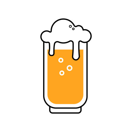 Beer glass colored icon isolated on white background. Beer symbol. Vector Design Illustration. outline style.のイラスト素材