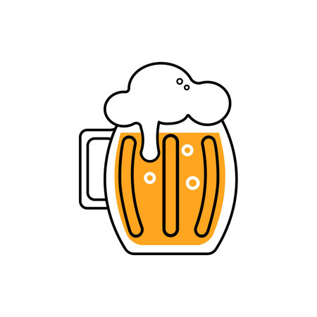 Beer mug colored icon isolated on white background. Beer symbol. Vector Design Illustration. outline style.のイラスト素材