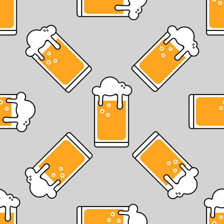 Beer icon pattern. vector illustration. flat cartoon style. Colored line illustration.のイラスト素材