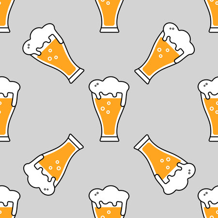 Beer icon pattern. vector illustration. flat cartoon style. Colored line illustration.のイラスト素材