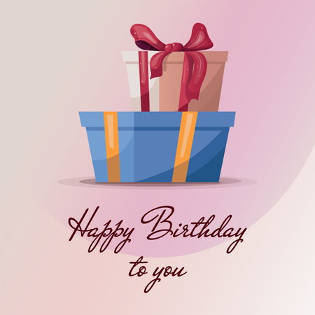 Birthday card with gift boxes. vector illustration. lettering. Birthday party, celebration, congratulations, invitation concept. Postcard, card, cover.のイラスト素材