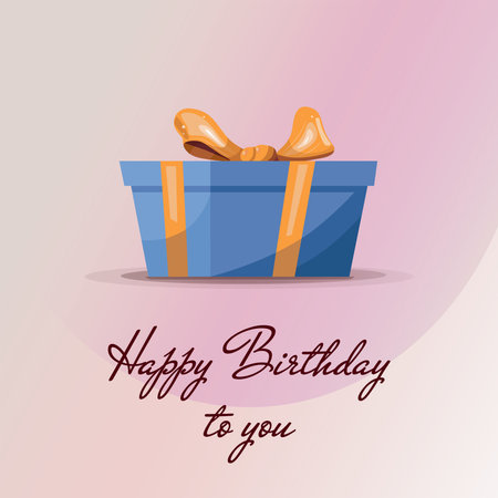 Birthday card with gift box. vector illustration. lettering. Birthday party, celebration, congratulations, invitation concept. Postcard, card, cover.のイラスト素材