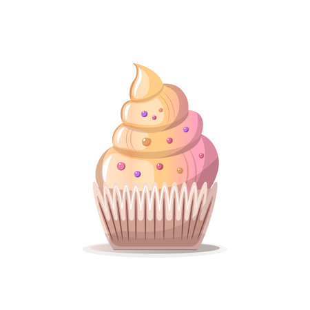 cupcake vector illustration. Birthday party, celebration, congratulations, invitation concept. Good for postcard, card, cover.のイラスト素材