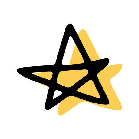 Simple sketch line style element. Doodle cute ink pen star on white background. Doodle star. vector illustration.のイラスト素材