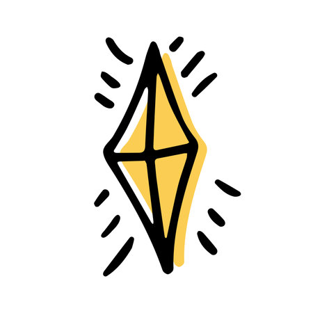 Simple sketch line style element. Doodle cute ink pen diamond on white background. Doodle diamond. vector illustration.のイラスト素材
