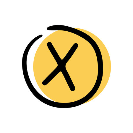 Simple sketch line style element. Doodle cute ink pen check mark, cross on white background. Doodle checkmark, cross. vector illustration.のイラスト素材