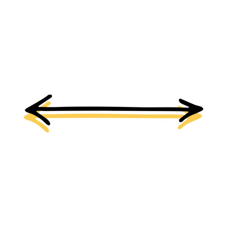Simple sketch line style element. Doodle cute ink pen arrow on white background. Doodle arrow. vector illustration.のイラスト素材