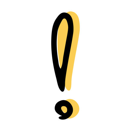 Simple sketch line style element. Doodle cute ink pen exclamation mark on white background. Doodle exclamation mark. vector illustration.のイラスト素材