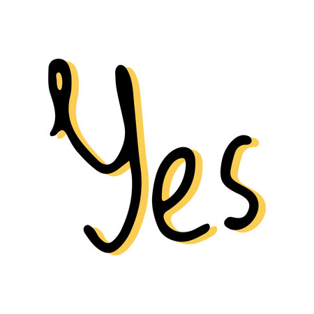 Simple sketch line style element. Doodle cute ink pen yes lettering on white background. Doodle lettering. vector illustration.のイラスト素材