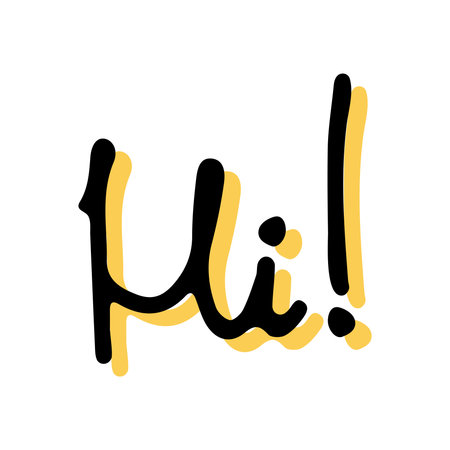 Simple sketch line style element. Doodle cute ink pen Hi lettering on white background. Doodle lettering. vector illustration.のイラスト素材