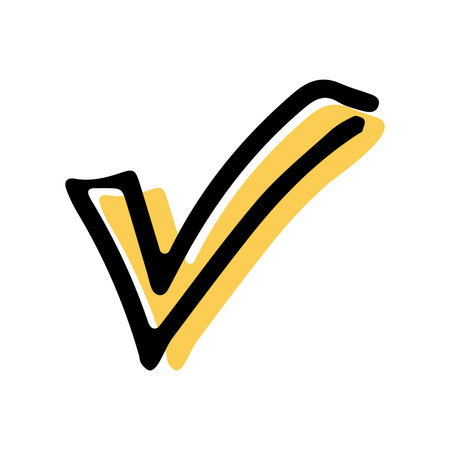 Simple sketch line style element. Doodle cute ink pen Checkmark icon on white background. Doodle Checkmark icon. vector illustration.のイラスト素材
