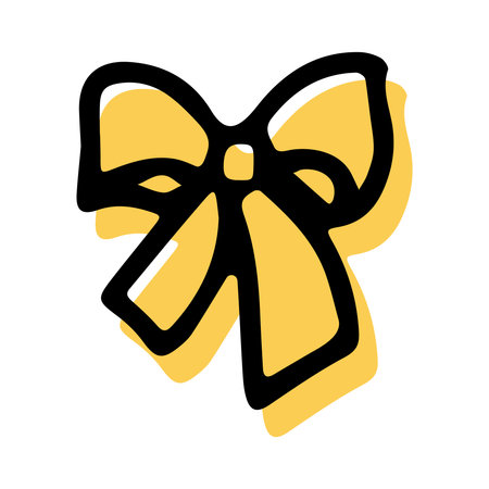 Simple sketch line style element. Doodle cute ink pen bow on white background. Doodle bow. vector illustration.のイラスト素材