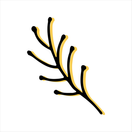 Simple sketch line style element. Doodle cute ink pen branch on white background. Doodle branch. vector illustration.のイラスト素材