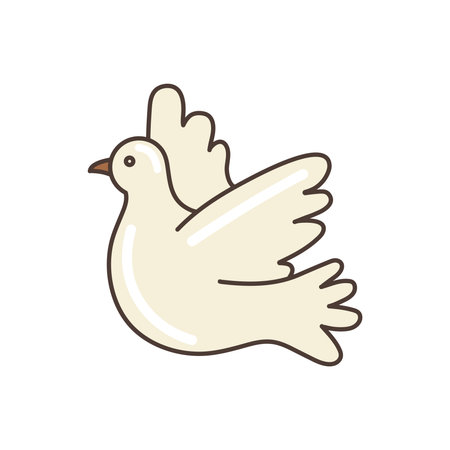 Peace dove flying icon. illustration in cartoon style. 70s vintage clipart vector design.のイラスト素材