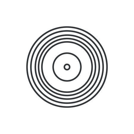 Vinyl record icon. Illustration in outline style. 70s retro vector design.のイラスト素材