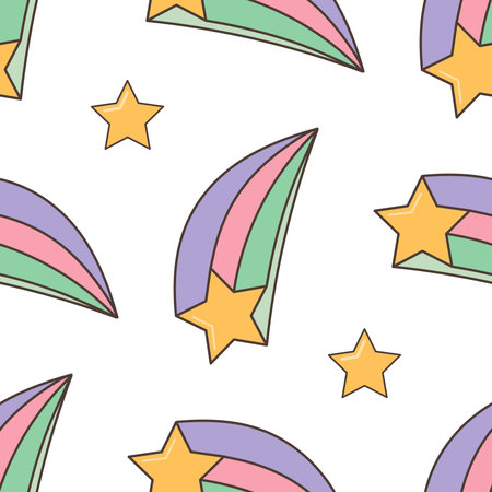 1970-1960s elements Seamless Patterns Design Wallpaper. cartoon vector illustration. Trendy retro psychedelic styleのイラスト素材