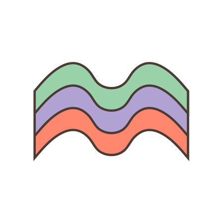 rainbow wave icon. illustration in cartoon style. 70s vintage clipart vector design.のイラスト素材