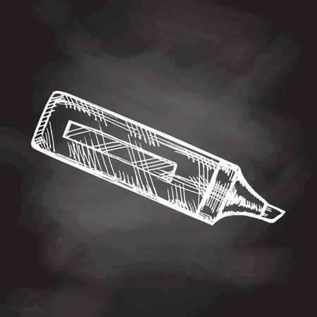 Vector hand-drawn school and office supplies Illustration on chalkboard background. Detailed retro style marker sketch. vintage sketch element. back to school.のイラスト素材
