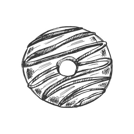 A hand-drawn sketch of a donut. vintage illustration. Pastry sweets, dessert. Element for the design of labels, packaging and postcards.のイラスト素材