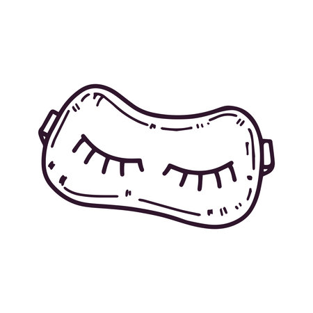 Hand-drawn eye mask for sleeping, beauty cosmetic element, self care, wellness. Doodle sketch style.のイラスト素材