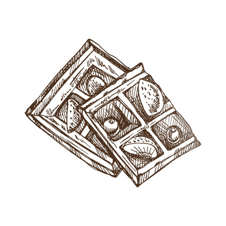 Hand-drawn sketch of Belgium waffles with fresh berries isolated on white background. Vector food drawing. Traditional dessert. Vintage cozy seasonal holidays. Good for menu.のイラスト素材